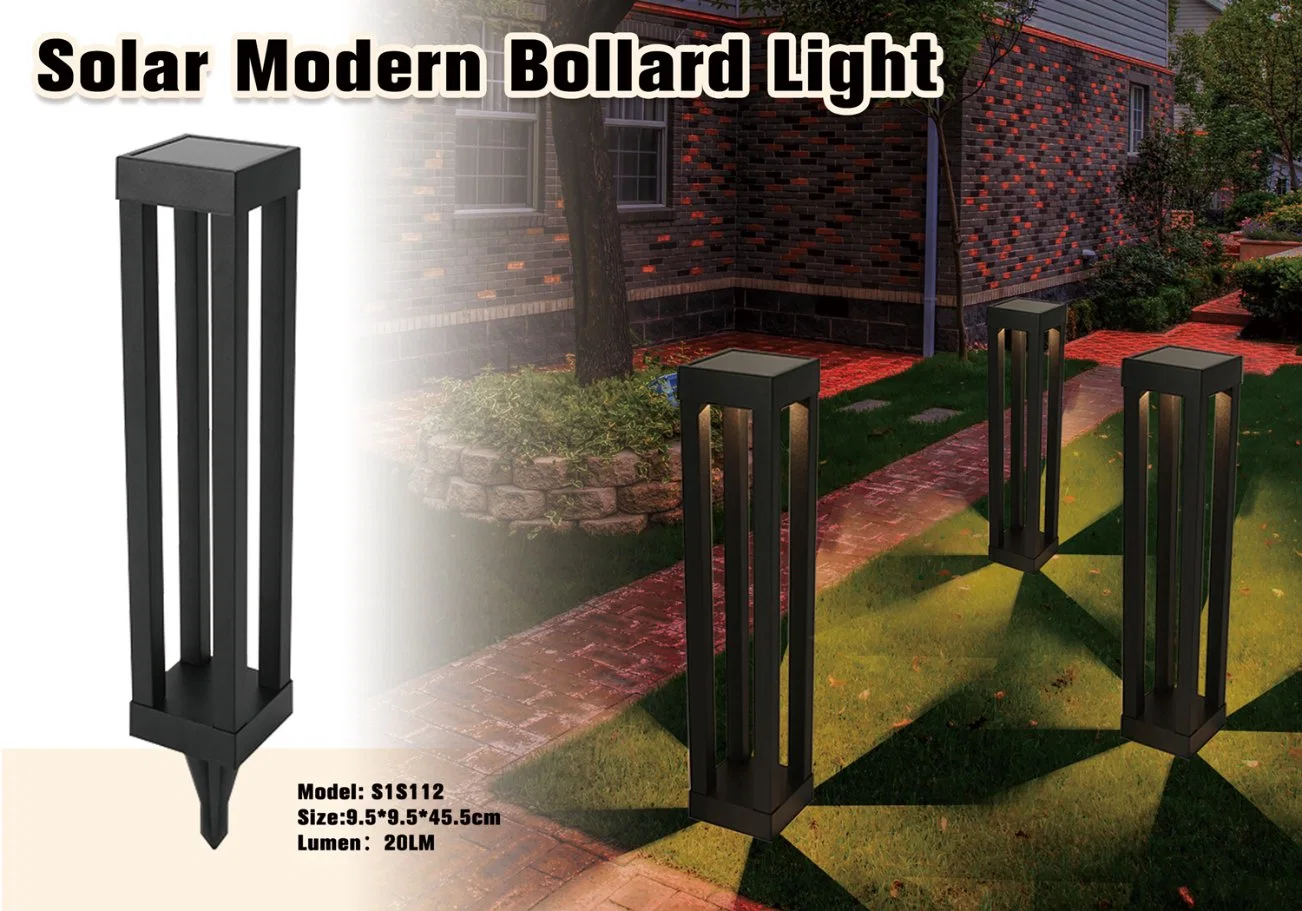 Stainless Steel Modern Solar Bollard Light with Stake