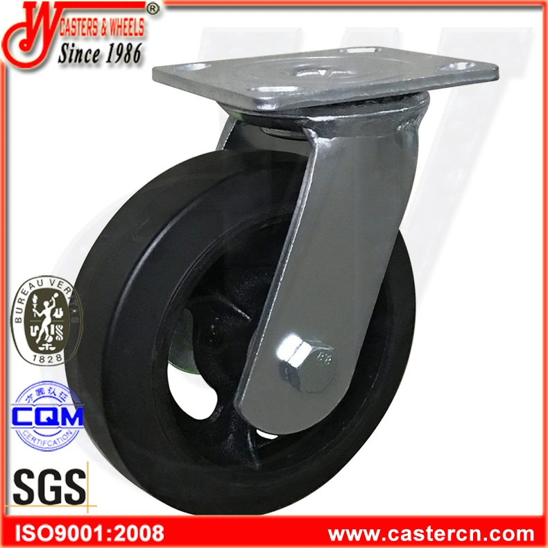 6 Inch Heavy Duty Rubber Caster with Cast Iron Wheel