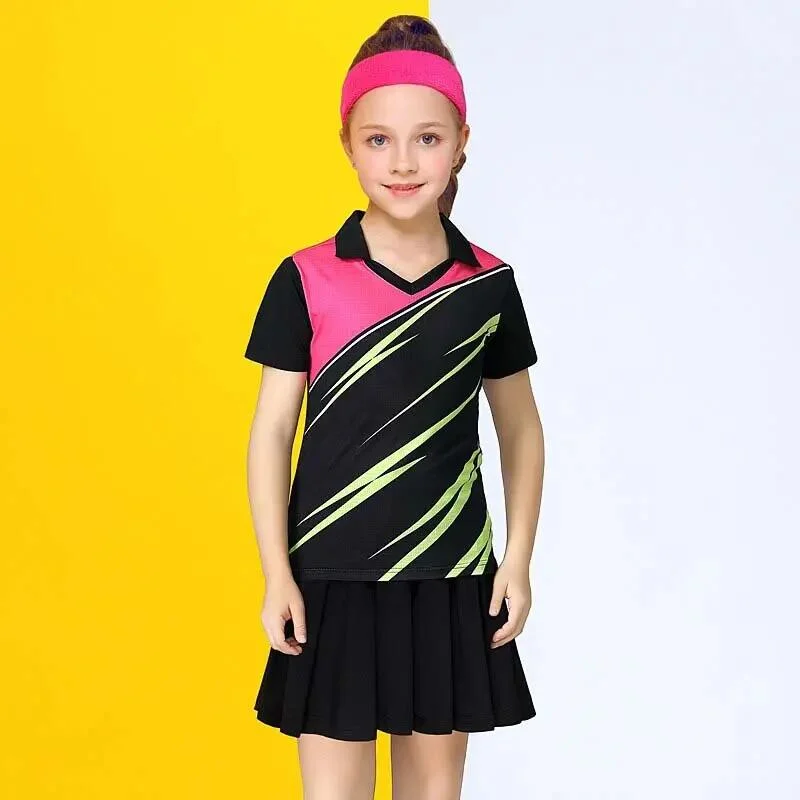 Tennis Clothes for Girls Children Ping Pong Tee Shirts Skirt Sets Kid Volleyball Kits Badminton Jerseys Sport Uniform Sportswear