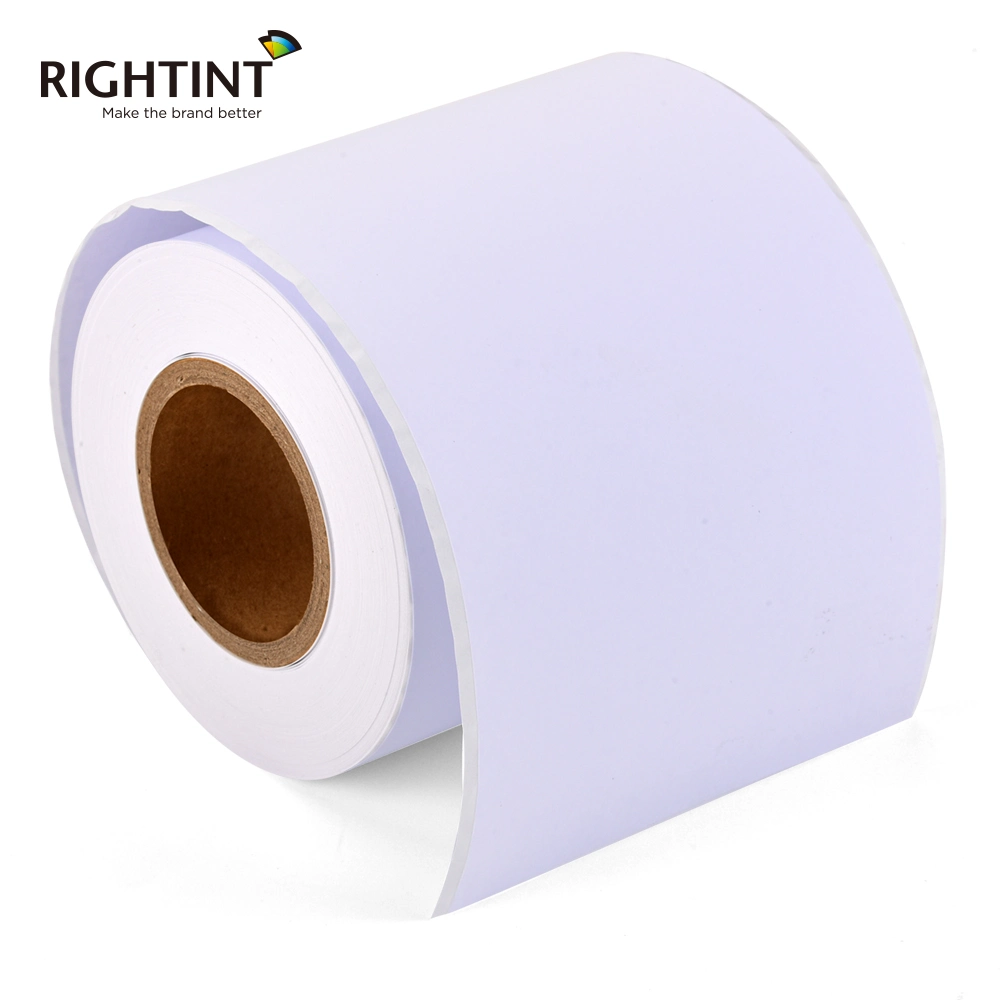 Material sintético Rightint branco mate para etiqueta de jato de tinta adesiva para impressora