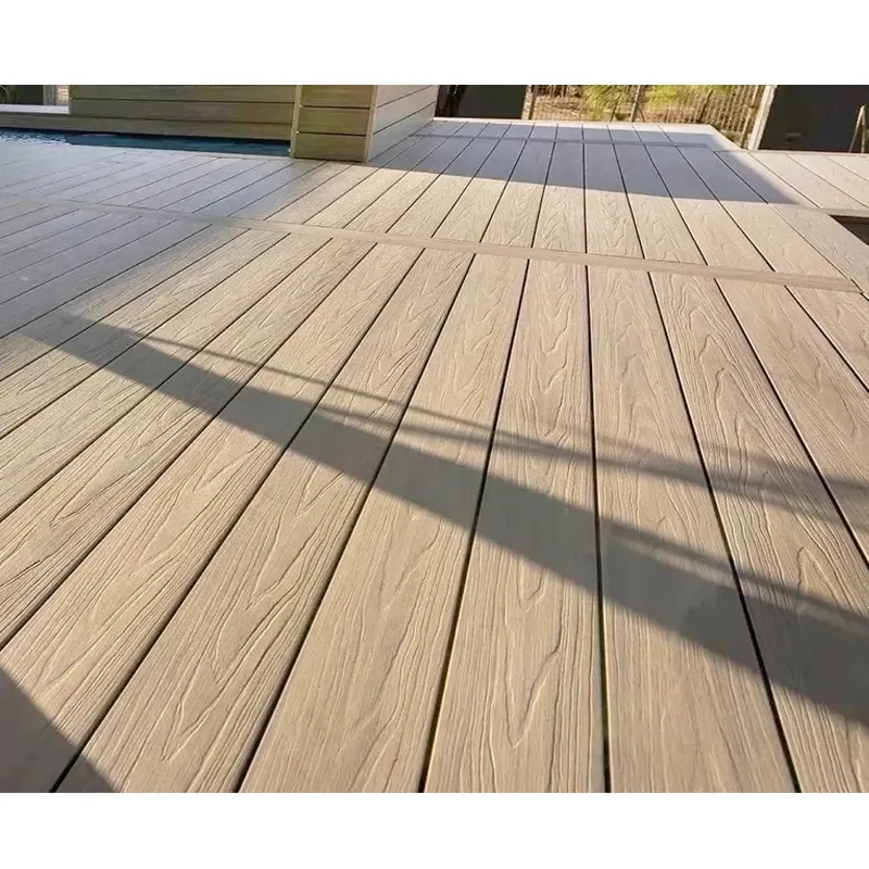 Holzmaserung Terrasse WPC Composite Co-Extrusion Co Extrusion WPC Teak Deck Board Panel Engineered Bodenbelag für den Außenbereich