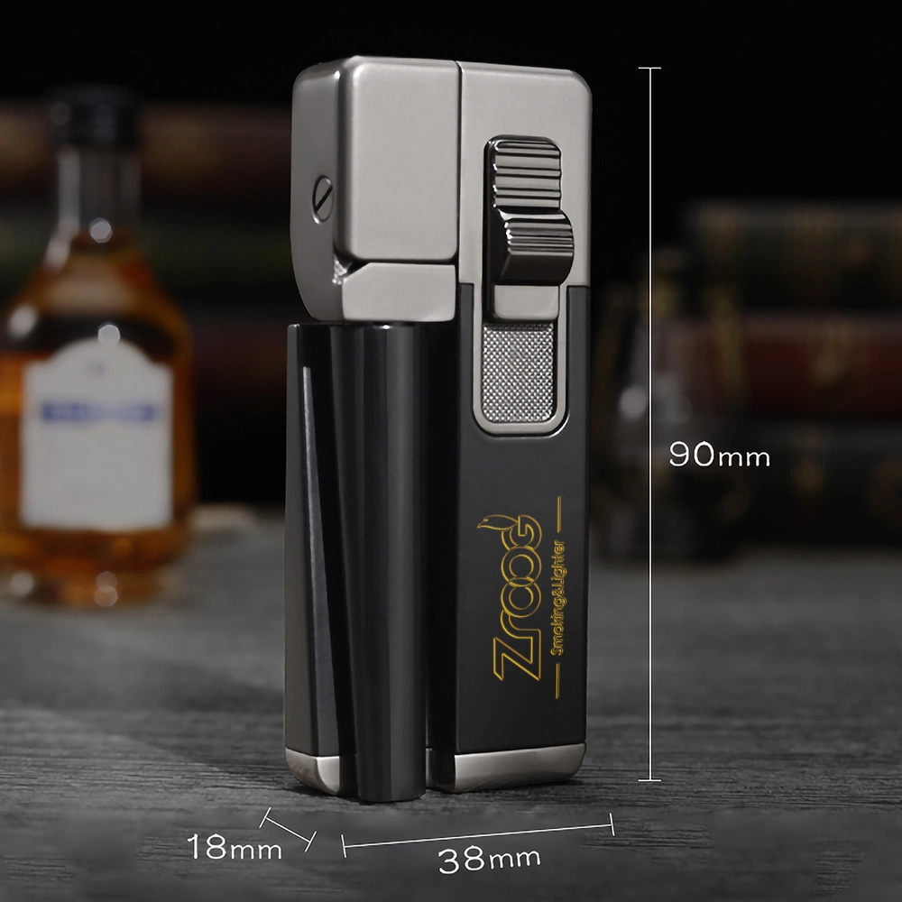 All in One Unique Tobacco Pipe Lighter Smoking Metal Tools Leather Style Flame Butane Gas