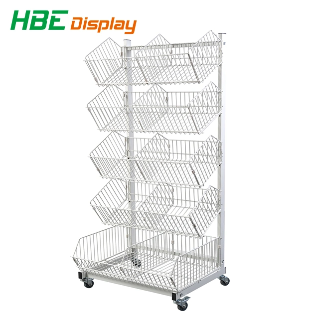 Wall Shelf Single Sided Wire Mesh Stackable Basket Display