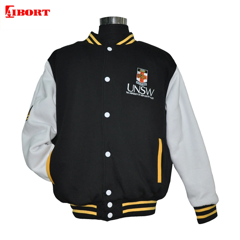 Кнопка Вниз Aibort Софтбол повседневный бейсбола Varsity куртка с капота