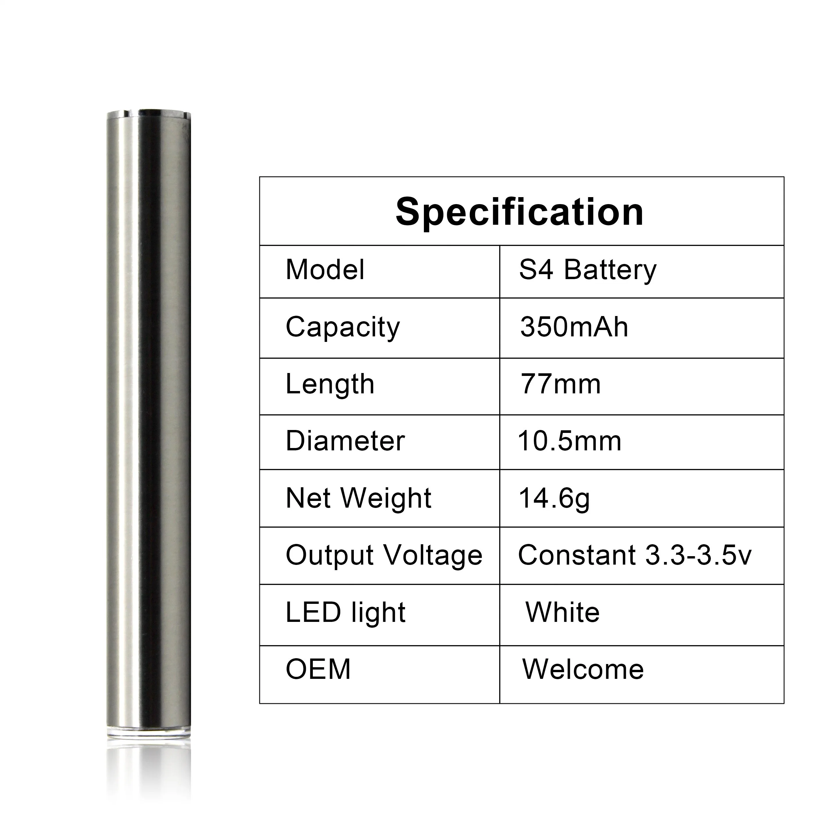 OEM 510 Vape Batterie Auto-Draw Kurzschlussschutz 350mAh Custom Farben Wiederaufladbare Vape Cartridge-Batterie