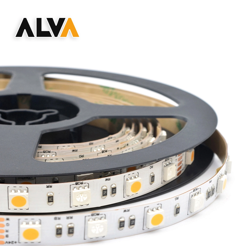 60PCS/M RGB+W SMD5050 Flexible Rope Light 12V 24V LED Strip with TUV CE, IEC