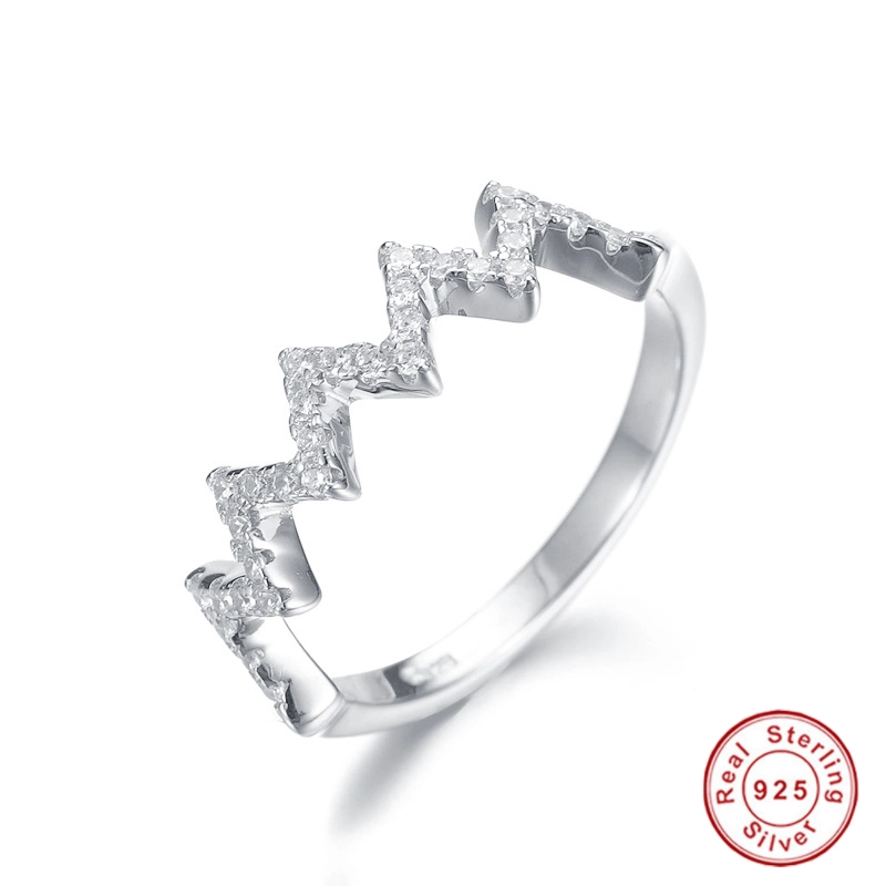 Женщины Женщины мода аксессуары в конструкции кривой Vogue тенденция леди сторона кольца подарок S925 серебро циркон украшения кольца
