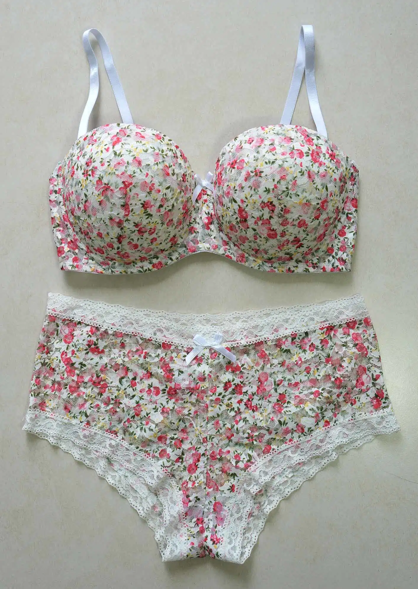 Flower impresso roupas íntimas para Bra com Briefs