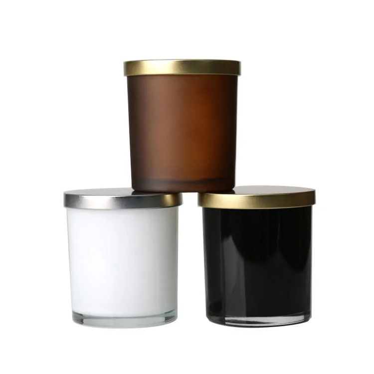 Customized Empty Candle Vessels 300ml 200ml 10oz Matte Black Candle Jars with Wooden Lid in Bulk