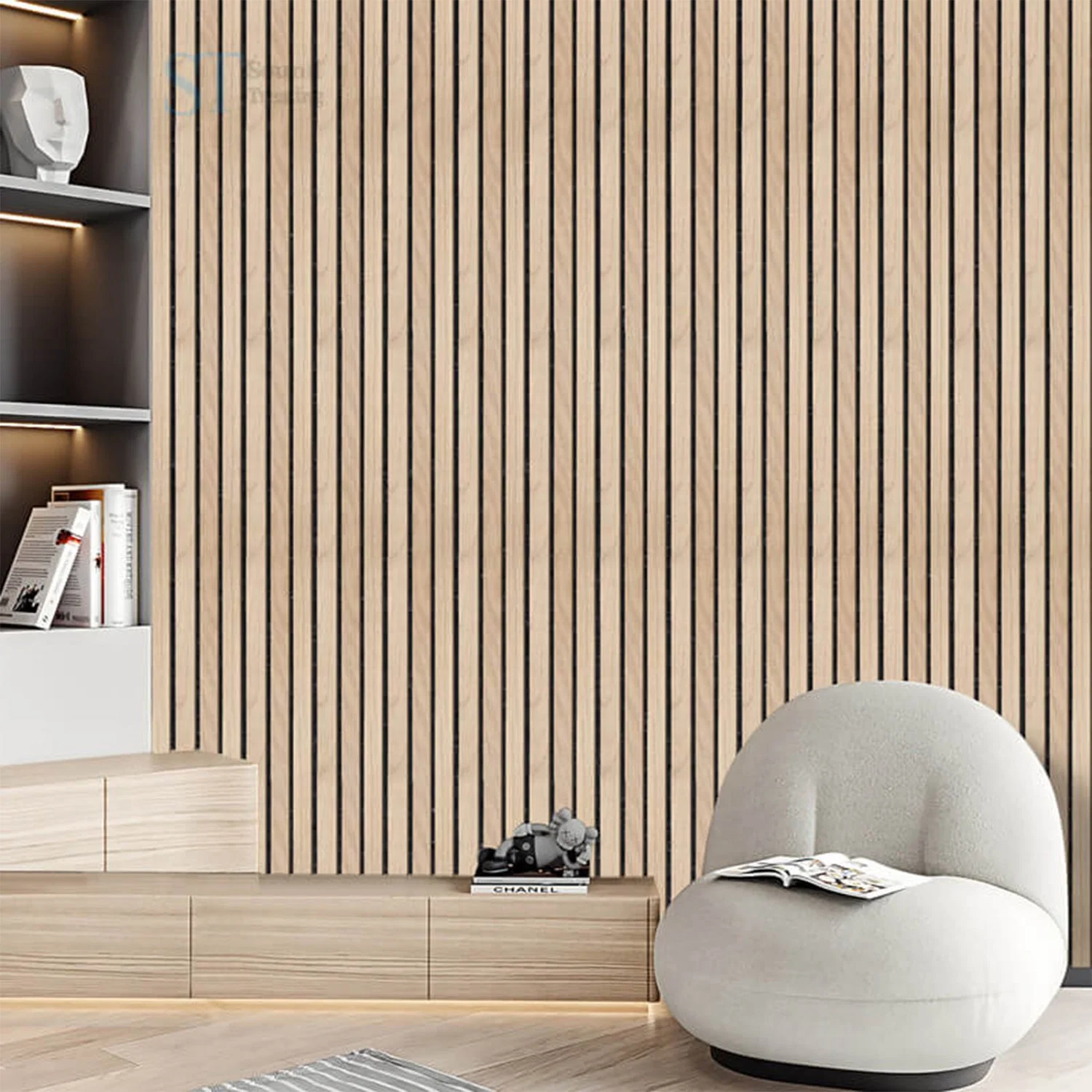 Natural Walnut and Oak Acoustic Slat Wood Wall Panels