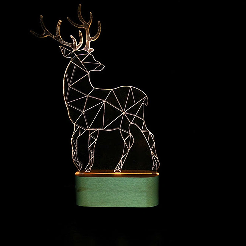 Gift LED Light Base RGB Color Changing Night Light 3D Acrylic Table Lamp Home Decoration Customized Touch Lights Little Deer 3D Room Night Light