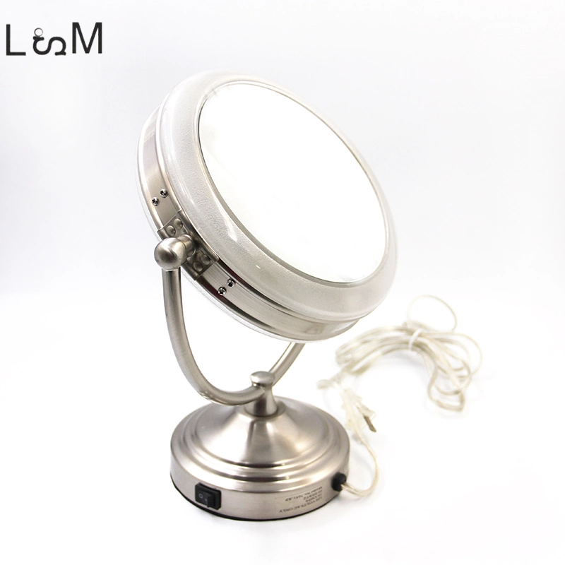 Double Sided Stainless Steel Hotel Table Stand Cosmetic Magnifying Mirror