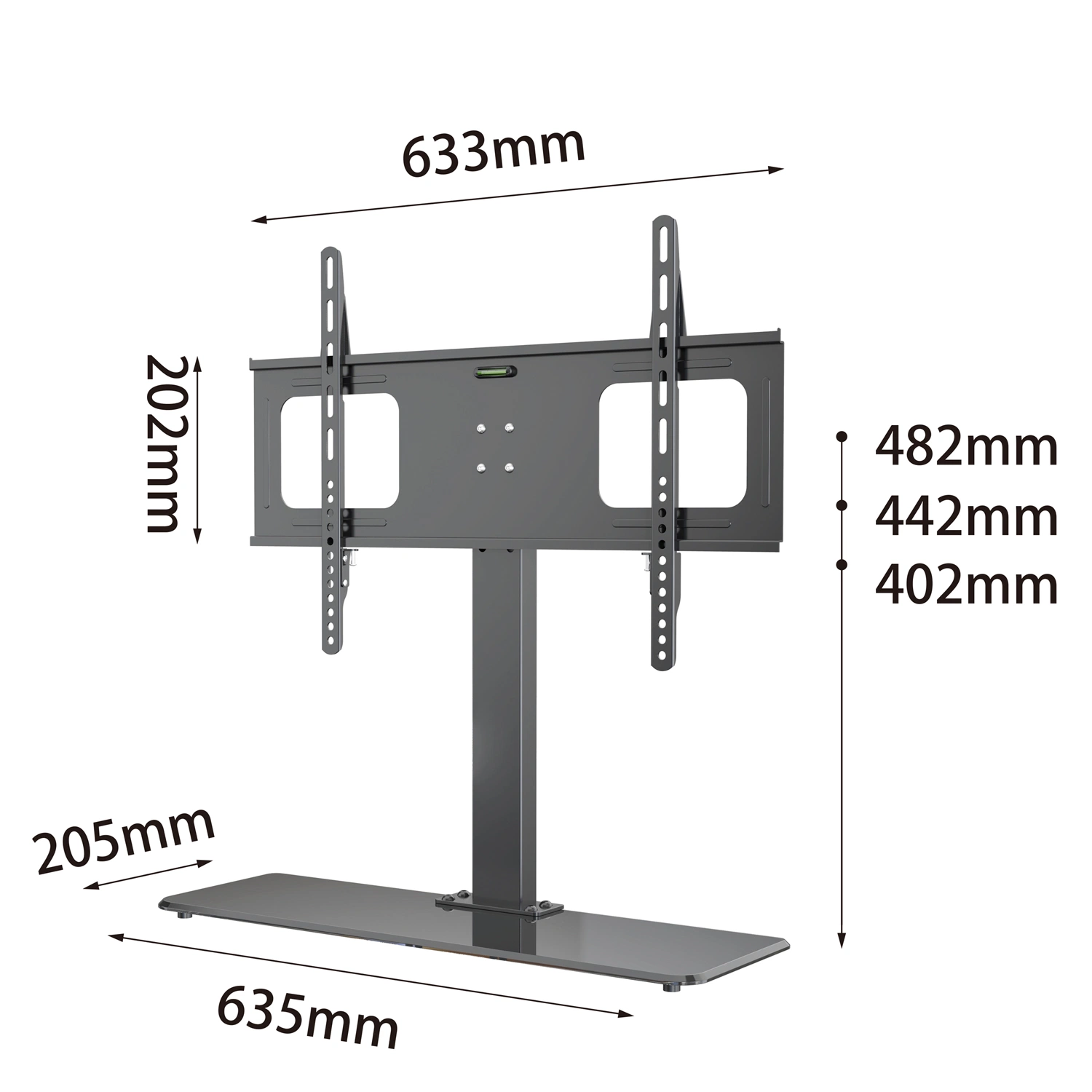 V-Mounts Universal Table Top TV Stand for 32-65 Inch LCD LED Tvs Height Adjustable TV Base Stand with Tempered Glass Vesa600*400 Vm-St42