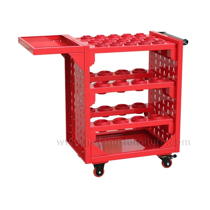 Metal Mobile Cart Red Steel Tool Trolley Cabinet Utility Cart