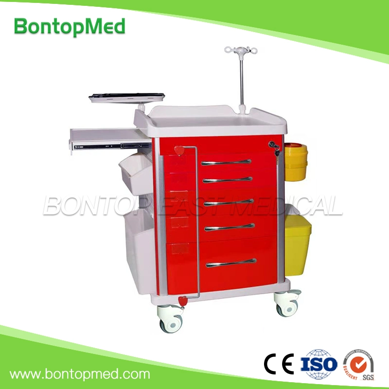 Customized Hospital Economic Medical ABS Plastic Anesthesia Medicine Therapy Drugs Nursing Patient Emergency Trolley Crash Cart