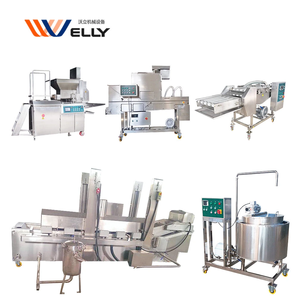 Popular Fish Nuggets Starching Machine Beef Cutlet Breadcrumbs Coating Machine Meat Pie Production Line