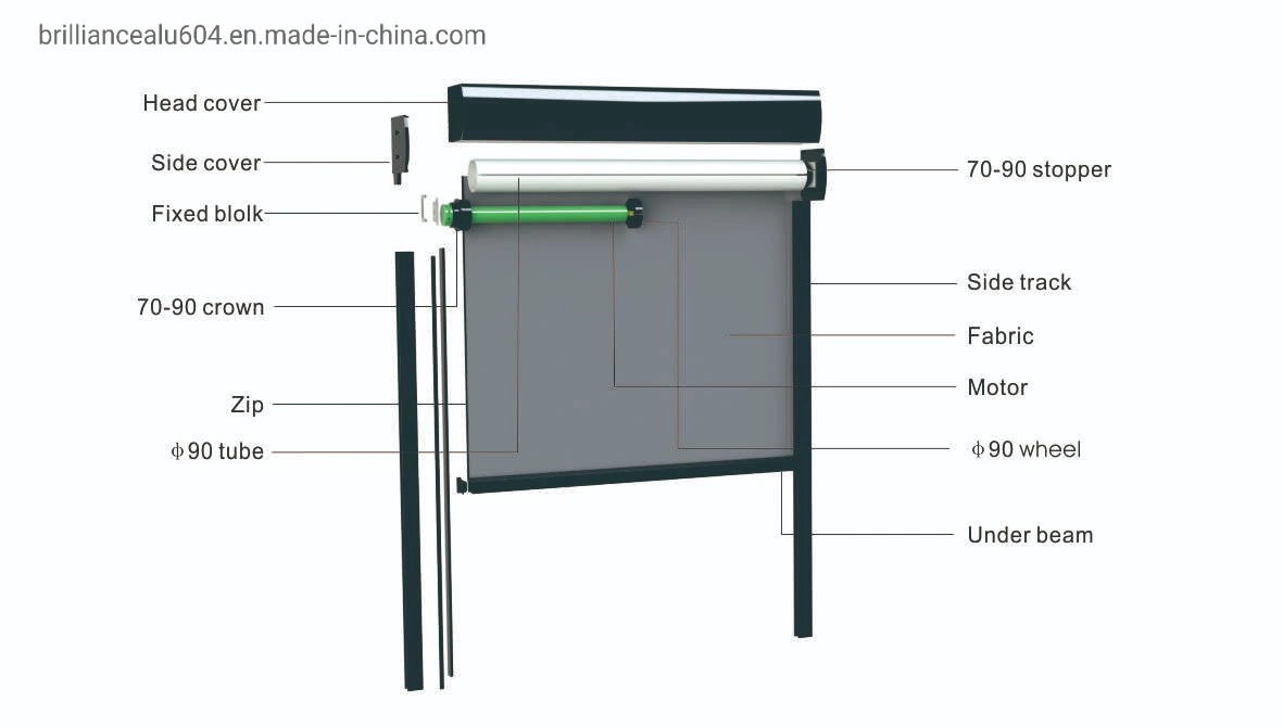 Motorized Outdoor Roof Horizontal Aluminum Rolling Roller Shutter