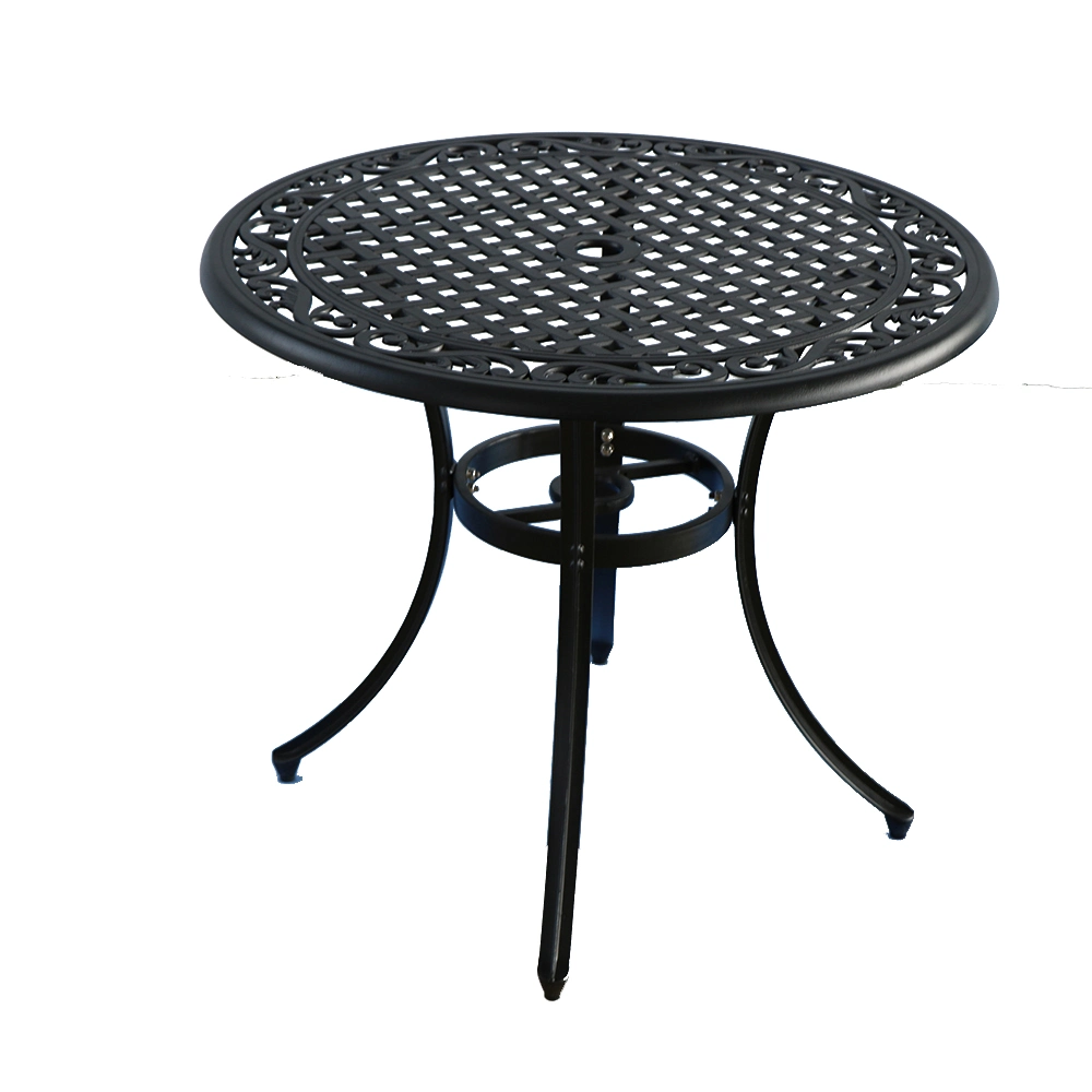 Negro de 42 pulgadas ronda exterior mesa de comedor al aire libre y mesa de jardín