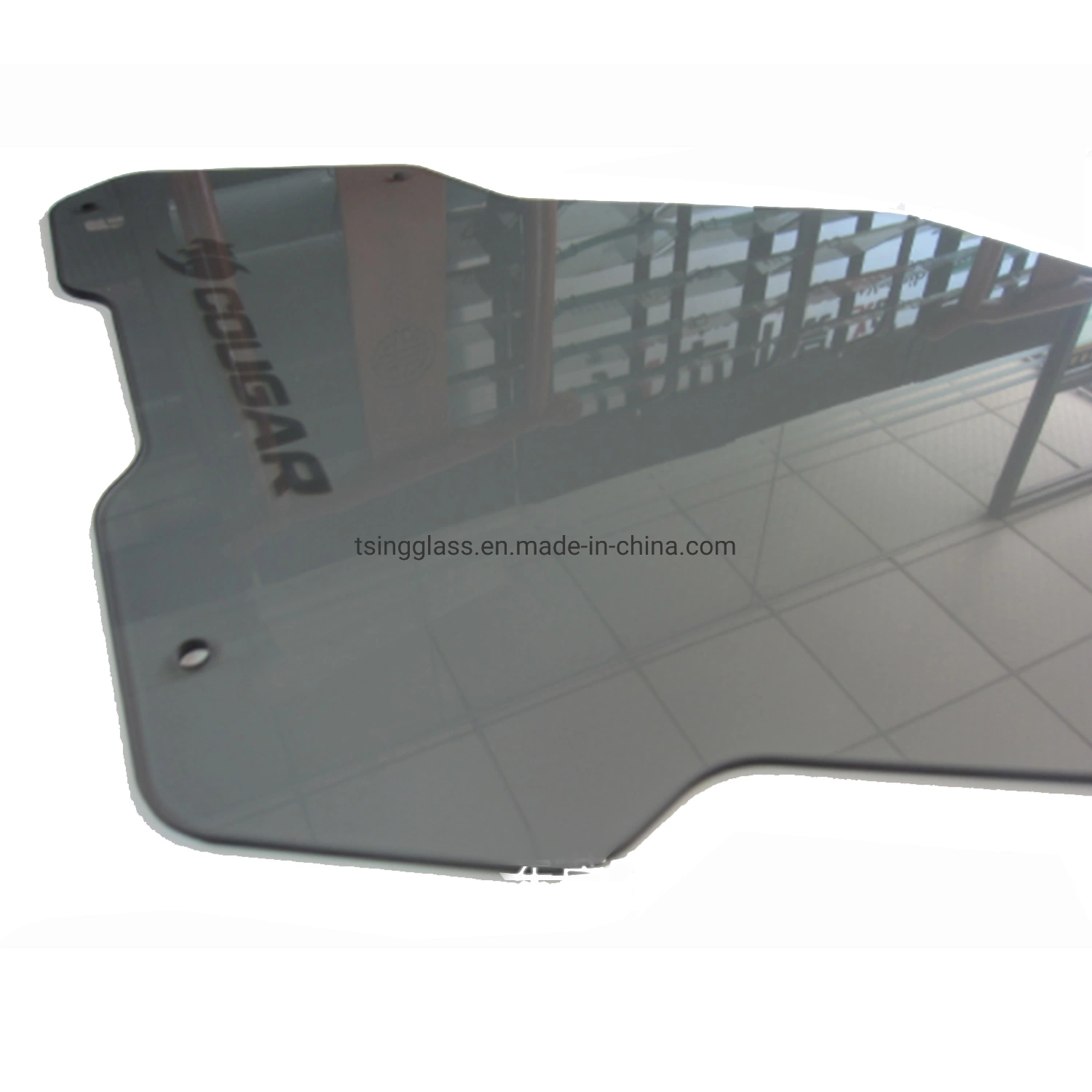 Customized 3mm Colored Grey Tempered Glass Silk Screen Special-Shaped Computer Case Panel Glass