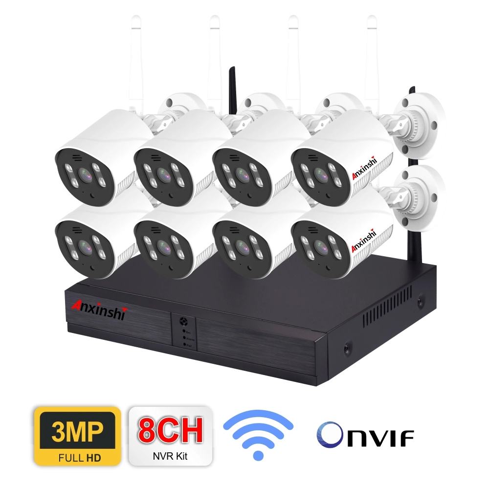 8CH 3MP FHD NVR Wi-Fi Système de Vidéosurveillance Caméra IP 8PCS WiFi Outdoor étanche Caméra de Surveillance de sécurité CCTV Kits