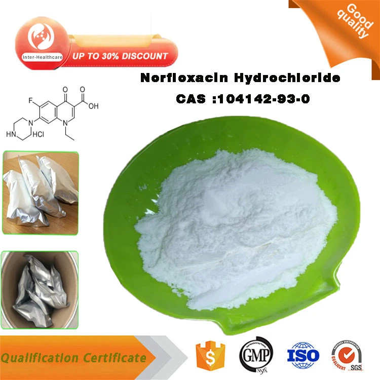 Usine de vente en gros matières premières pharmaceutiques Norfloxacin Hydrochloride/HCl poudre cas 104142-93-0 Norfloxacine