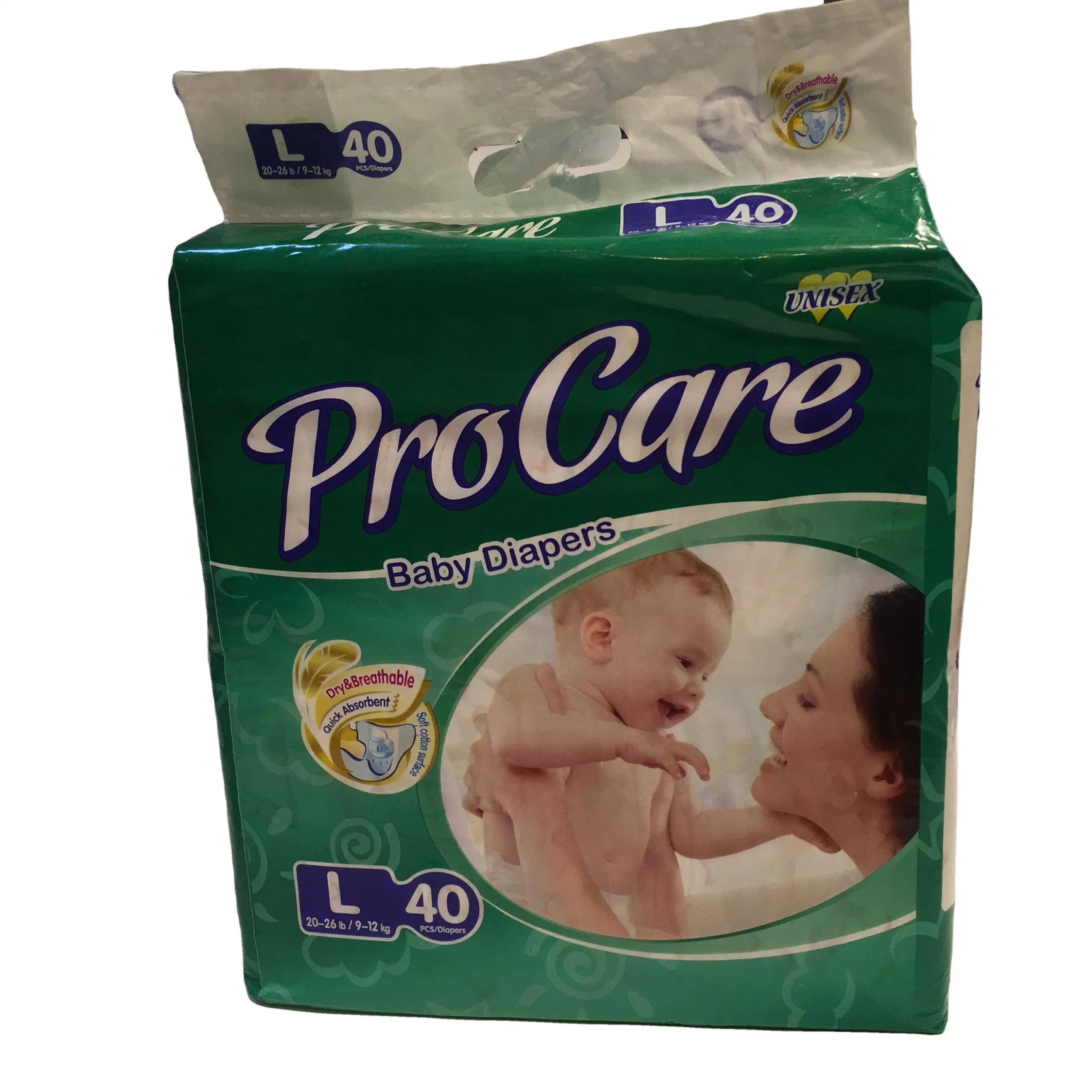 Disposable PP Tape Baby Diapers, with Free Samples Supports