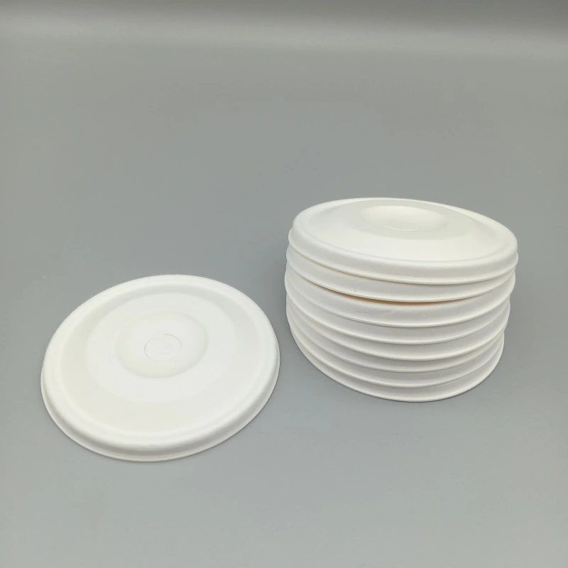 Biodegradable Disposable 90mm Sugarcane Pulp Cold Drink Cup Lid Bagasse Flat Lid