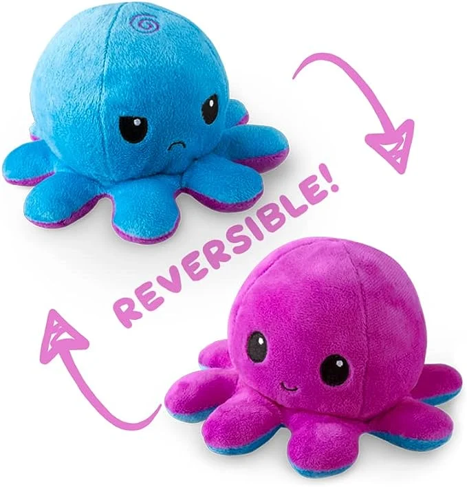 Teeturtles-The Original Reversible Octopus Plushie - Cute Sensory Fidget Stuffed Animals That Show Your Mood Birthday/Christmas Gift for Kids