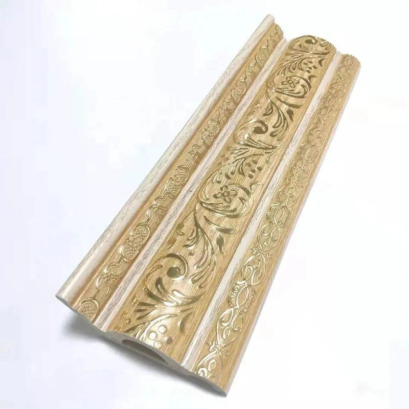 Luxury Gold Color Ceiling Carving Cornice Moulding PU Building Decoration for Sale