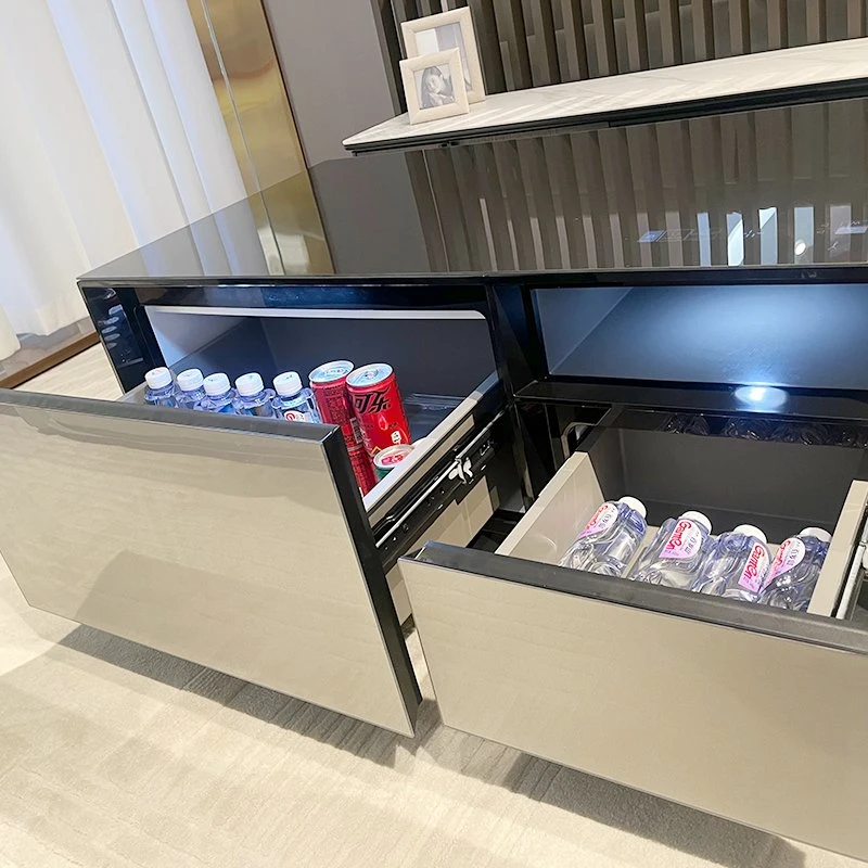 Living Room Smart Furniture Multifunctional Refrigerator with 2 Refrigerated Drawers and Wireless Charging