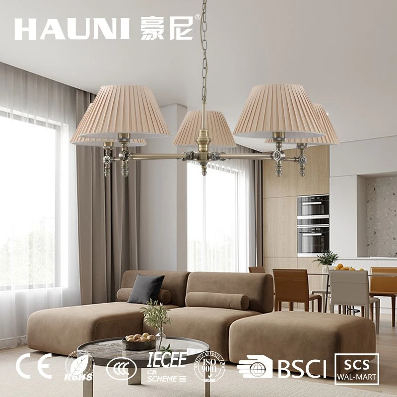 Modern Metal with Fabric Shade Living Room Decoration Hanging Nordic Lighting Chandelier