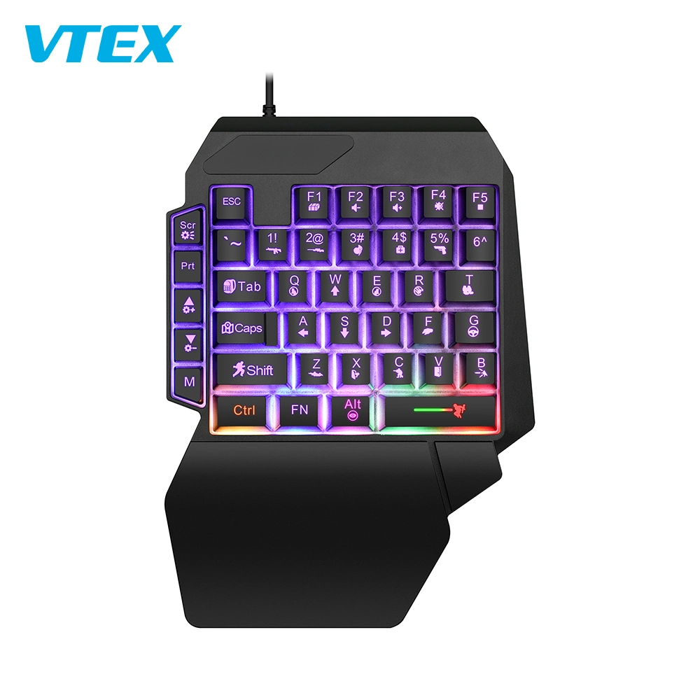 Großhandel ergonomische Tastaturen bunte Hintergrundbeleuchtung einhändig USB kabelgebunden 40 Tasten Mini-Gaming-Tastatur Mit Einer Hand