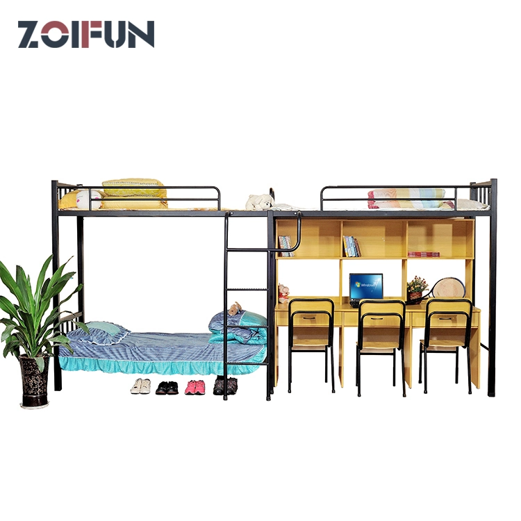 School Furniture Wooden Multi-Functional Three Bunk Beds for Hostels Dormitory with Desk Students