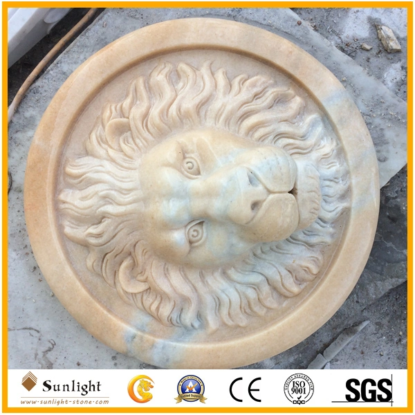 Marble Statue, Stone Animal Carving, Pink Marble Lion Carving with CNC Machine