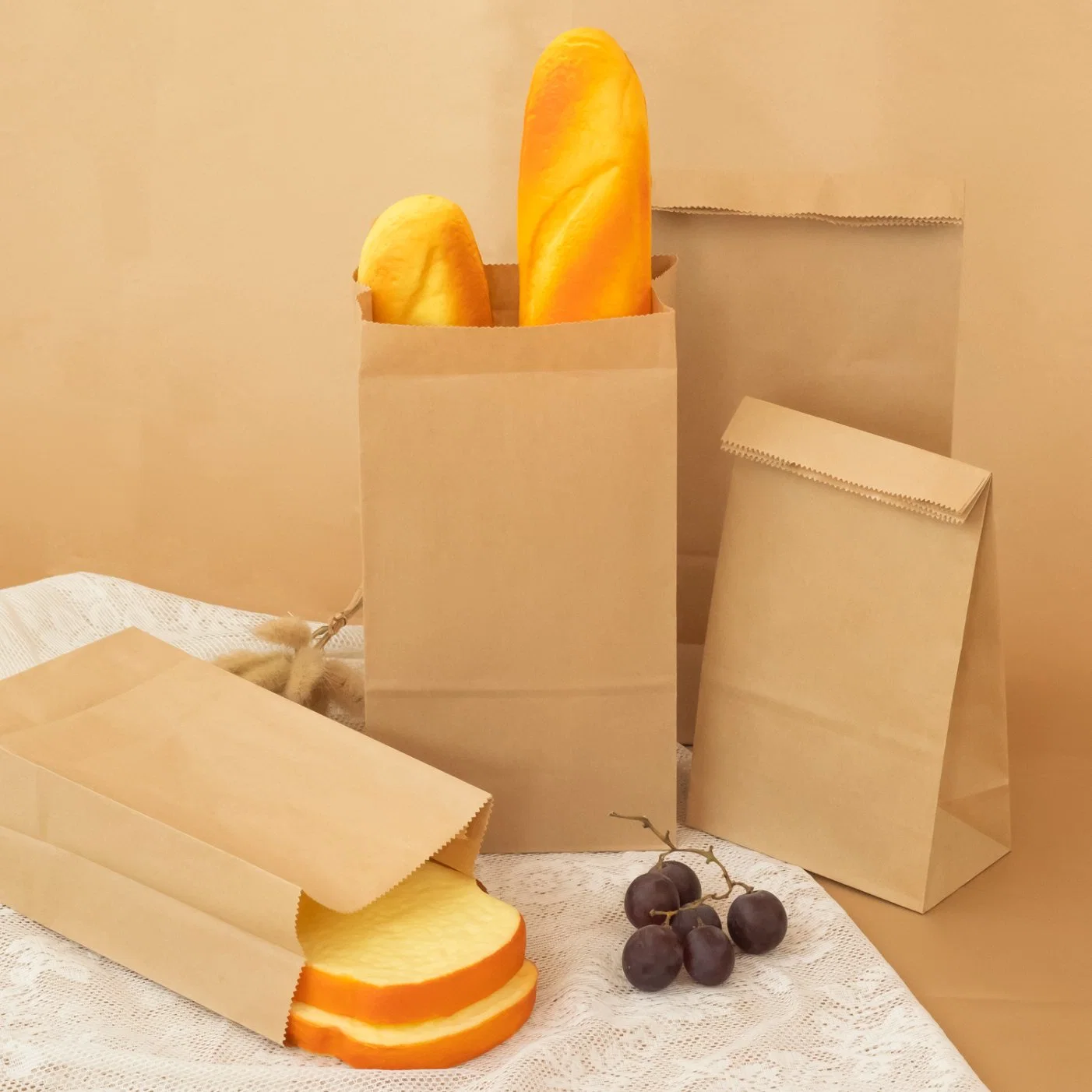 Good Quality Kraft Paper Bag Disposable Grease Proof Coated Paper Fast Food Take Away Packaging Bags