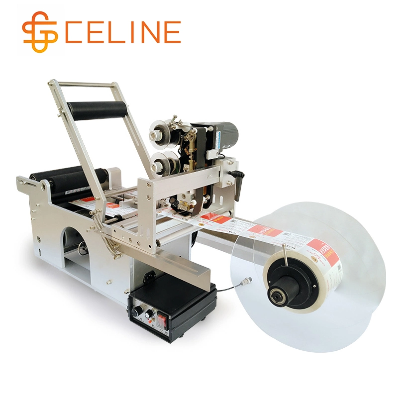 High Quality Desktop Small Semi Automatic Wine Round Bottle Labeling Sticker Printing Machine