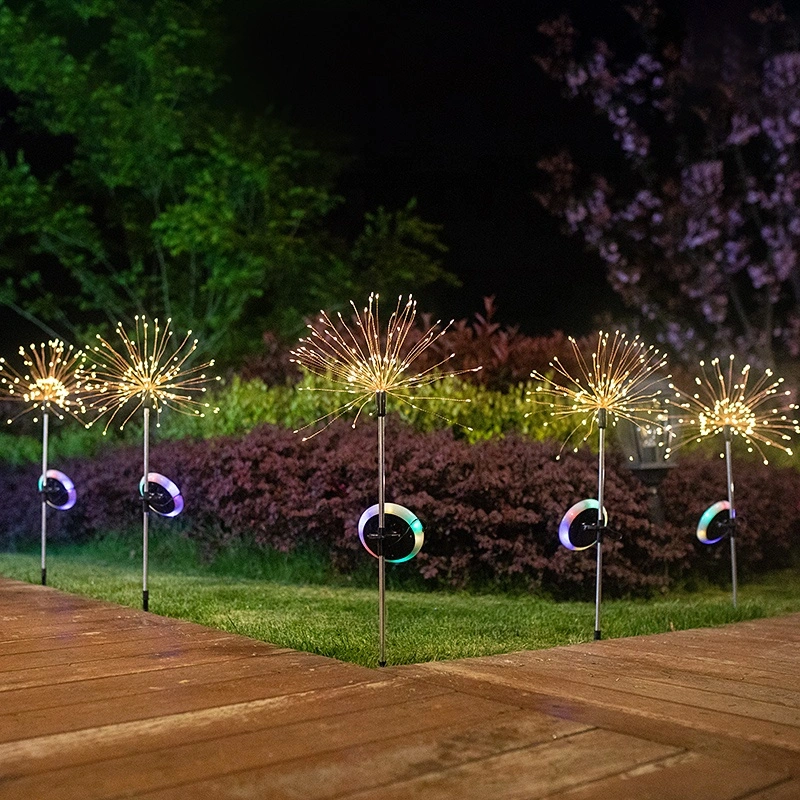 2 Pack LED luz Exterior de fogo de artifício lâmpada cintiladores LED cobre Lâmpada de arame 8 modos de iluminação Jardim casamento Footpath decorações de Natal LED de decoração120 da posição de estacionamento -