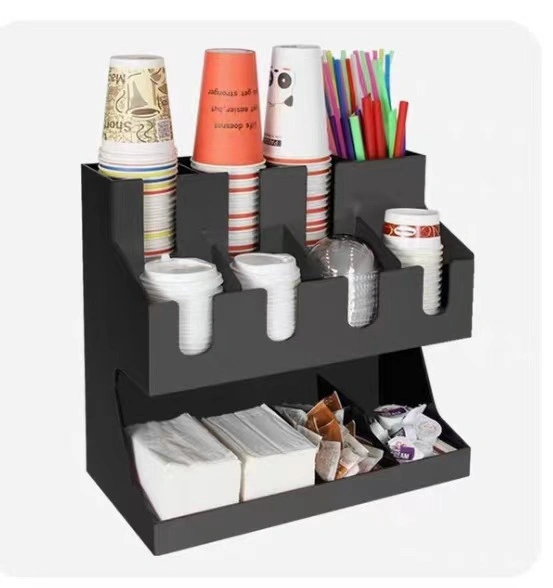 Coffee Cup Holder Disposable Paper Cup Separator Paper Towel Straw Box Commercial Bar Storage Rack