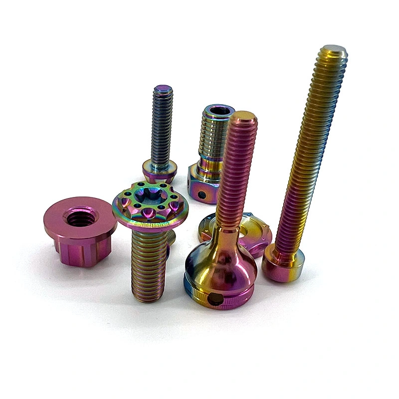 Anodized Color Racing Titanium Alloy Grade 5 Bolts Motorcycle Parts Bikecycles Screw Nuts