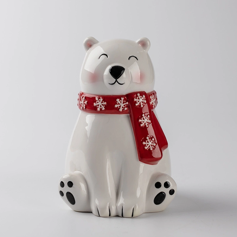 Ceramic White Bear Piggy Bank Christmas Polar Bear Piggy Bank