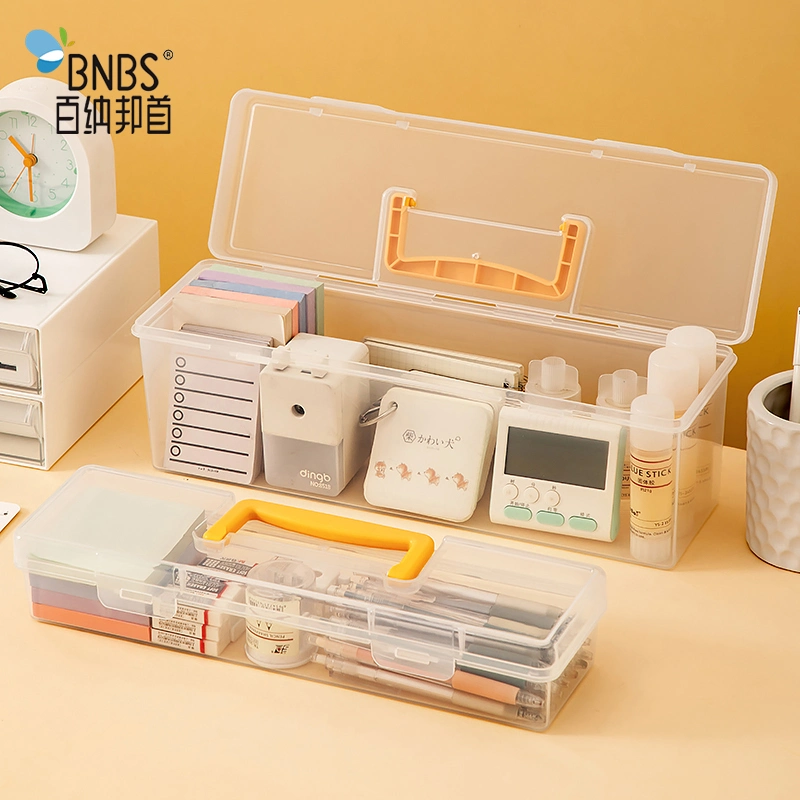 Plastic Stationery Storage Box Portable Pen Case Organizer