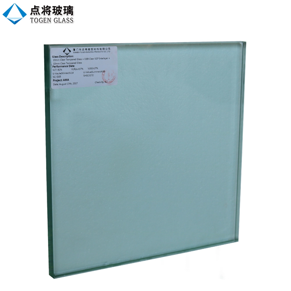 Togen Glass Manufacturers High Performance Safety Customized Sgp Laminated Acoustic Glass for Construction