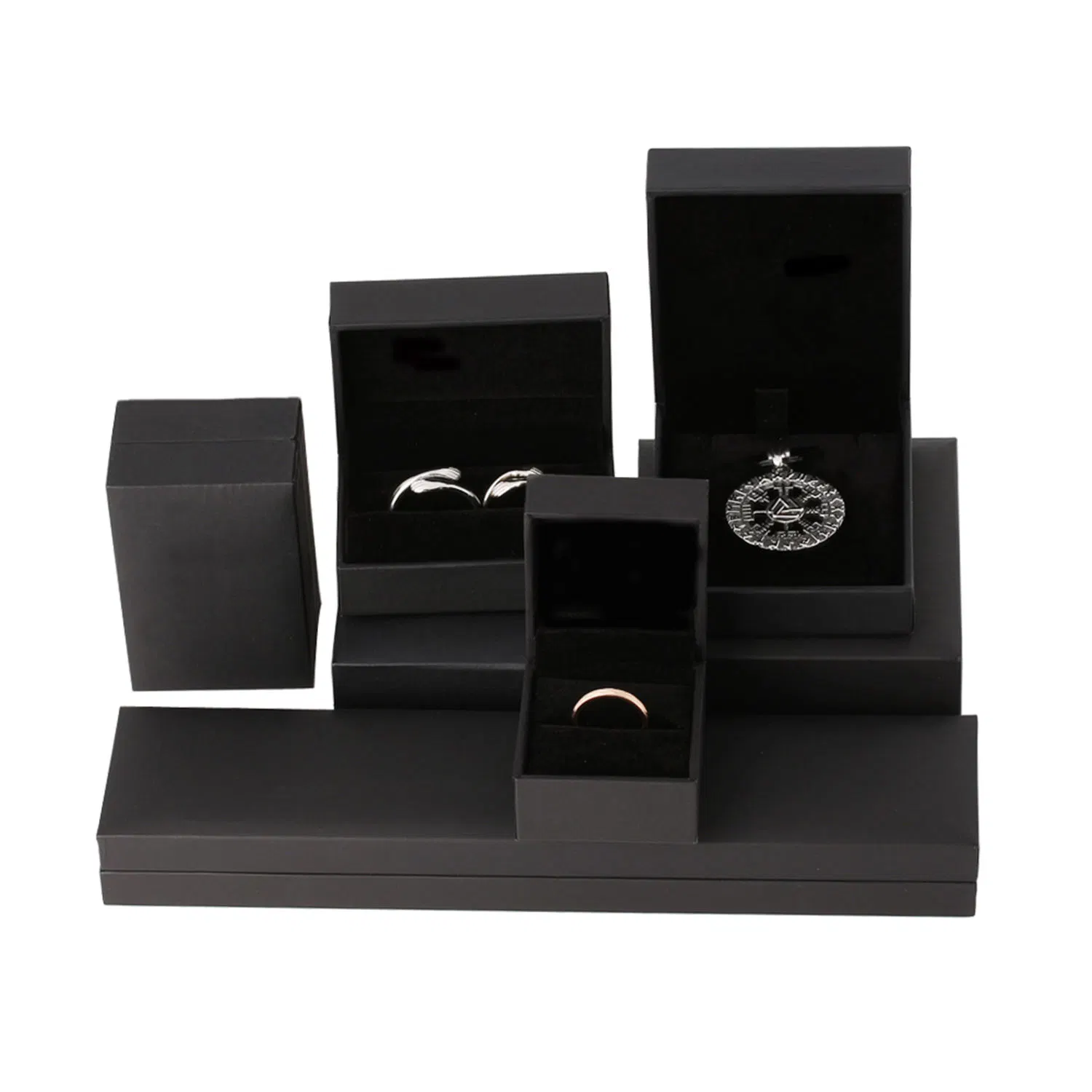 Wholesale Black Leatherette Paper Jewelry Box for Earring /Bangle /Bracelet /Pendant /Ring /Jewelry Packaging Box