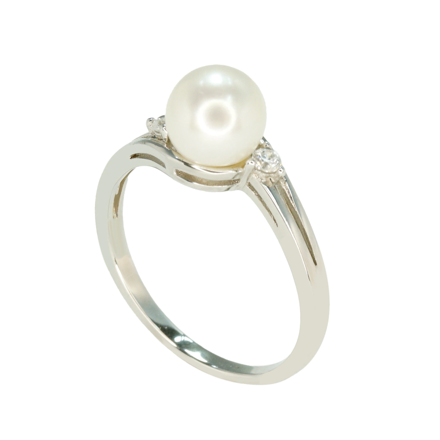 bonita Moda Simple OEM Sterling Silver Pearl &amp; Boda Joyería Mayorista/Proveedor Anillo Corazón