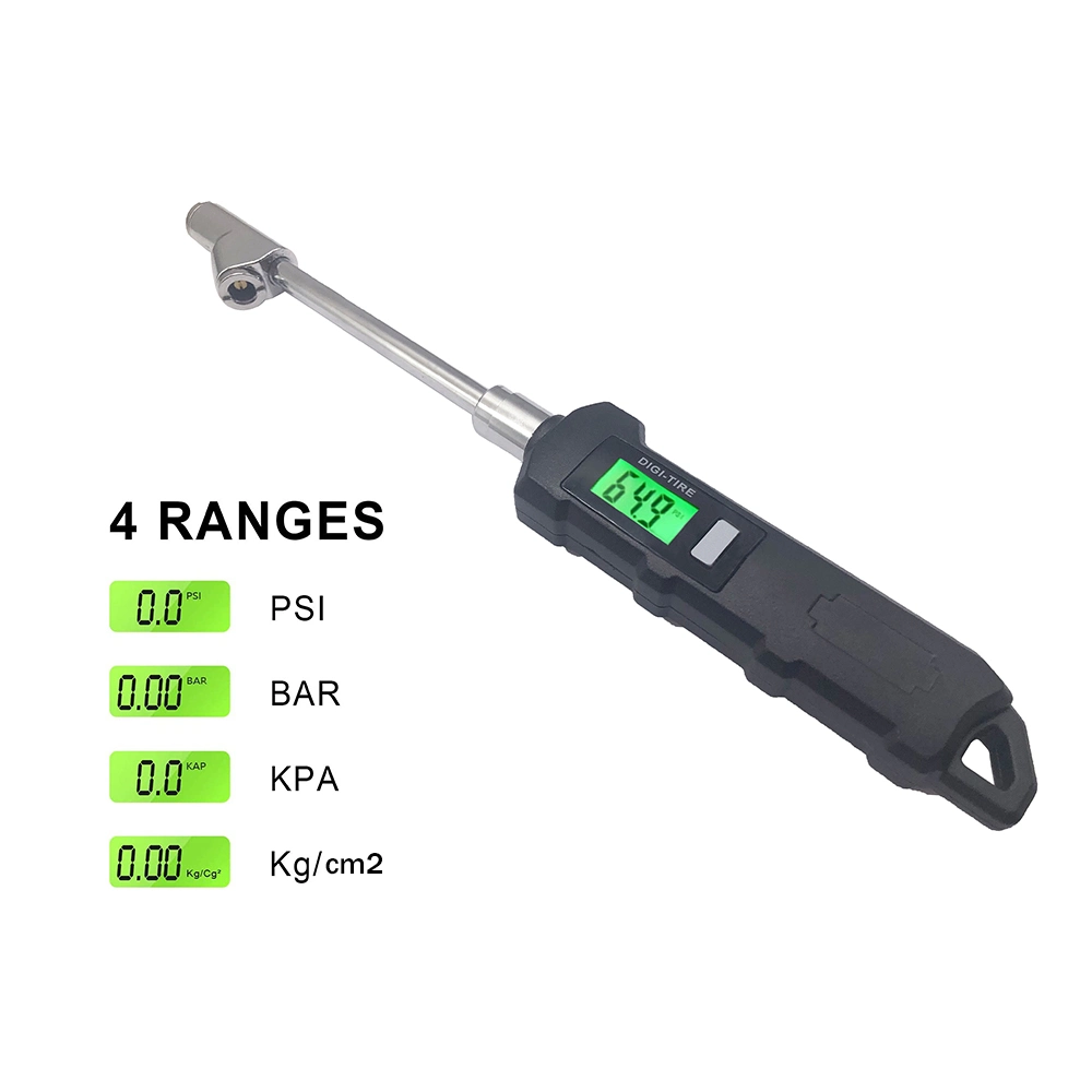 Manomètre numérique pour pneus 230 psi à double tête pour service intensif Acier inoxydable conçu pour les camions et les véhicules de camping avec écran LCD rétroéclairé Et Flashlight