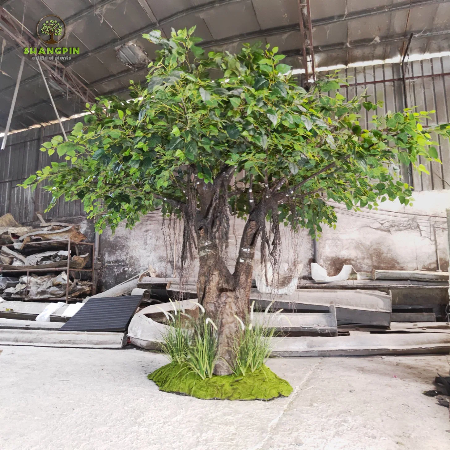 Gran Fake 360grados Artificial árbol verde Ficus Religiosa de los árboles para el evento, la construcción y decoración de tiendas