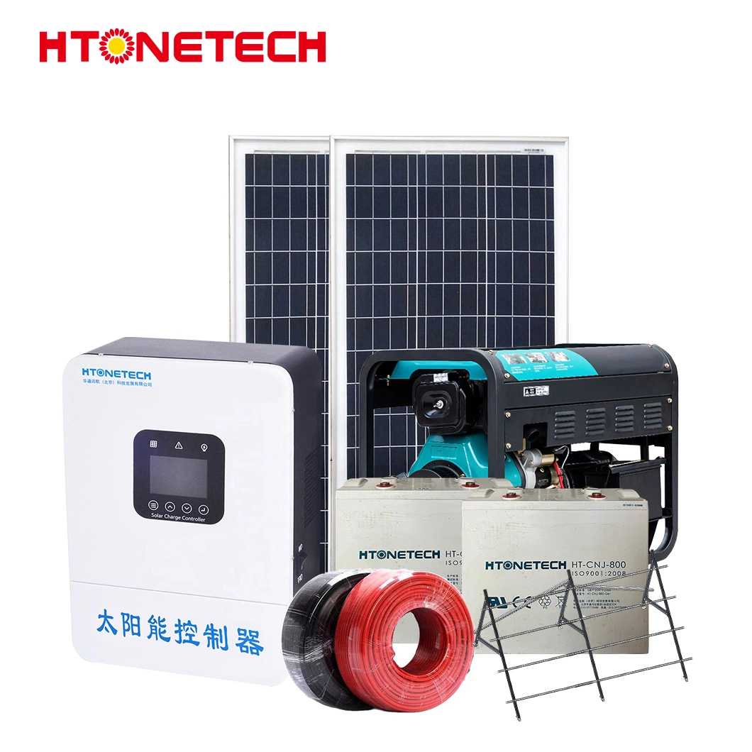 Htonetech off Grid Portable Solar Power Systems China Solar Cells Monocrystalline Silicon 13.5kVA Diesel Generator System Photovoltaic 10kw Hybrid Solar System