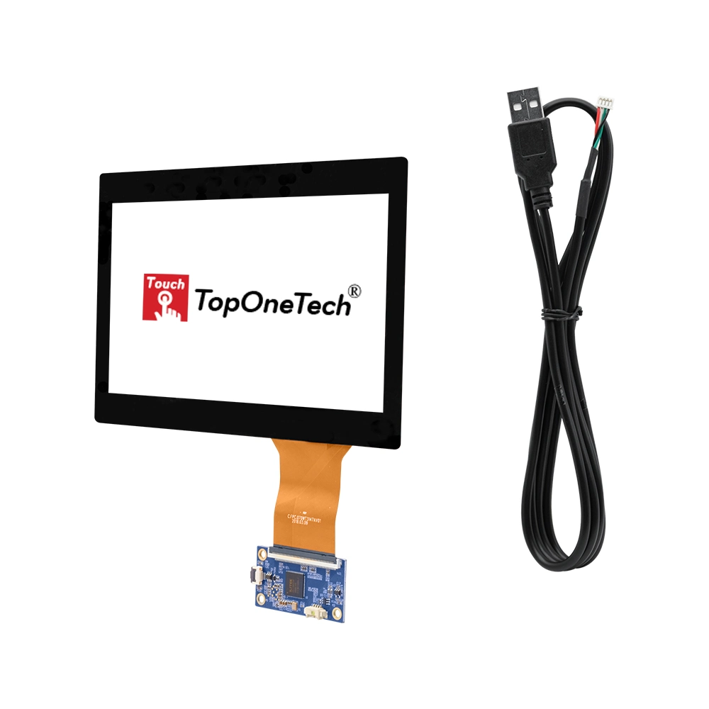 7 Inch Pcap Capacitive Multiple 16:9 USB Touch Screen Sensor with Toughened AG Anti-Scratch Glass Work with Water Dust Oil I2c USB Interface for TFT LCD Bonding