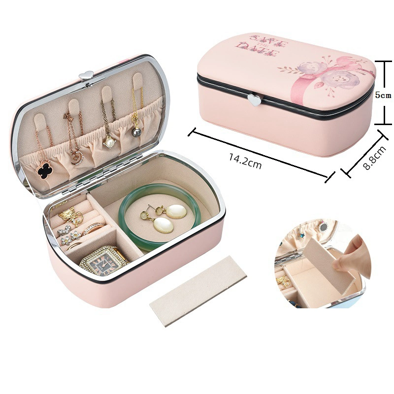 4 Designs Optional Printed PU Leather Jewelry Storage Box Carry-on Lightweight Jewelry Set Box