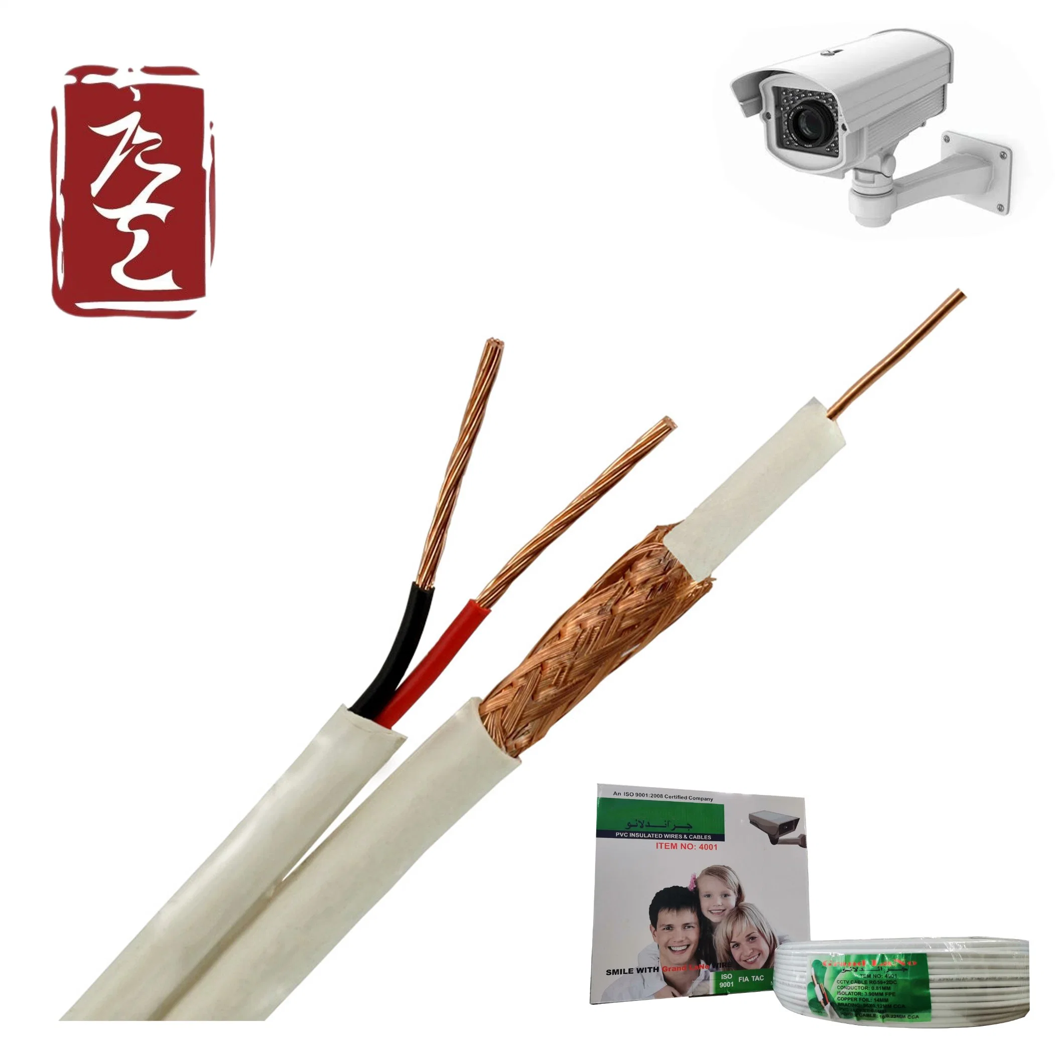 Factory PE/PVC Rg59+2DC RG6 Camera Coaxial Cable CCTV TV Antenna